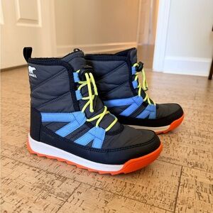 Sorel Kids' Black and Blue Snow Boots Boots with Orange Soles